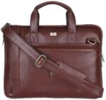 K London 14 Inches Slim Vegan Leather Expandable Men Women Unisex Laptop|MacBook Shoulder|Messenger|Office|Travel|Business Bag for Men Women with Multiple compartments(1808) (Light Brown) - Image 2