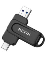 KEXIN Dual 64GB USB 3.0 Pen Drive Flash Drive 100MB/s Swivel USB-A & Type-C Memory Stick for Smartphone Tablet iPhone 15/16 Car Game Console, Black 64GB - Image 2