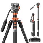 K&F Concept 83 inch/211cm Camera Video Tripod for DSLR Compact Aluminum Tripod with Fluid Head and 5KG Load for Travel and Work K234A7+FH-03 - Image 2