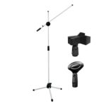 Kadence WHITE Mic Stand Heavy Duty Adjustable Dual Microphone Stand, Studio Microphone Stand (M30 White) - Image 2