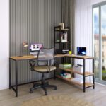 Klaxon L Shaped Study Table for Students and Adults/Computer Table for Home-Office/Gaming Table/Computer Desk for Corner - Wood & Metal (English-Forest Dark & Black, DIY Installation) - Image 2