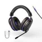 Kreo Beluga V2 Wired Gaming Headset, 50mm Oraphene Drivers, Duel Chamber, Flip to Mute Mic, Memory Foam Earpads, Lightweight Aluminum Built, PC, PS4, PSS Mobile (Beluga v2 with Converter) - Image 2