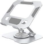 Laptop Stand with 360° Rotating Base, Ergonomic Computer Riser for Desk, Adjutable Height Muti-Angle, Foldable Laptop Mount & Desk Accessories (Silver) - Image 2