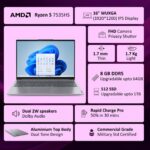 Lenovo ThinkBook 16 AMD Ryzen 5 7535HS (8GB RAM/512GB SSD/Win 11 Home/Office 2024/Backlit Keyboard/Fingerprint) 16" WUXGA IPS 300 Nits Thin & Light Laptop/1Y Warranty/Aluminium Top/1.7kg, 21MWA0BRIN - Image 2