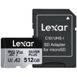Lexar 512GB Professional Silver Plus microSDXC Memory Card w/SD Adapter, UHS-I, C10, U3, V30, Full-HD & 4K Video, Up to 205/150 MB/s Read/Write, for Videographers, Gamers - Image 2