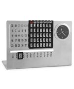 Lifetime Table Calendar, Permanent Desk Calendar, Perpetual Calender with Clock, Adjustable Date & Month Display for Home/Office/Corporate Gifts (Steel-Silver) (147 X 33 X 90 mm) - Image 2