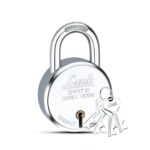 Link Smart 65mm Round Padlock – 7 Levers, Double Locking, Hardened Shackle, 50,000 Key Combinations, Steel Body, 4 Silver Keys (Silver) - Image 2