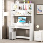 Lukzer ST-008 White Multi-Purpose Computer Desk with Bookshelf | Engineered Wood | Study Table for Students & Adults | Laptop Table for Home Office Gaming & Workstation | (169x45x90 cm) - Image 2