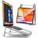 MAGIC JOHN Vertical Laptop Stand & Storage Holder - Portable Aluminum Stand with Silicone Pads, Detachable Design, Cooling & Desktop Riser, Space-Saving for MacBook/Tablet (10-17 Inch) Silver - Image 2