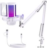 MAONO USB Gaming Microphone with Noise Cancellation, Computer PC Condenser Mic with RGB Light, Mute, Gain, Monitoring for Streaming, Podcast, YouTube, Twitch, Discord, PS5/4, GamerWave DGM20S White - Image 2
