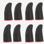 Mobile Gaming Finger Sleeves, Black with Red Trim, Touchscreen Compatible, Breathable Fabric, (Set of 4-8 Pcs) - Image 2