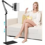 Mobile + Tablet Floor Stand [1 Mobile + 1 Full Size Tab Holder Clip]-SooPii Tablet Holder Mount with Adjustable Height & Strong Arm, Heavy Base, Compatible with Tabs & Cell Phones (4.7''-14'' Devices) - Image 2