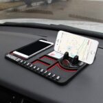 Multipurpose Anti-Slip Car Phone Holder Dashboard Mat and Phone Holder Mount | Non-Slip Silicone Mat for Car Interior Dashboard Accessories- Black - Image 2