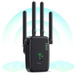 Necomi AC1200 WiFi Range Extender, 1200Mbps Dual-Band Anti-Interference WiFi Signal Booster, Repeater, Auto Memory, Access Point One-Click Connection No Setup Needed, Wide Coverage, Home, Office，Black - Image 2