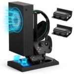 New World Cooling Fan with Charging Stand for Xbox Series S Console and Controller, Dual Charger Dock Accessories with 2 x 1400mAh Rechargeable Battery and Cover, Headphone Mount for Xbox Series S - Image 2