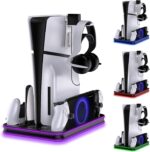 New World For PS5 / PS5 Slim Stand and Cooling Station with RGB LED ,Controller Charging Station for PlayStation 5 Console, PS Portal Charging Dock, Accessories for PS5 / PS5 Slim - Image 2