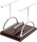 Newton Cradle Pendulum | Metal Perpetual Motion Toy & Swing Balance Collision 5 Ball | Figurine Physics Gadget with Polished Plastic Base & Nylon Strings for Office Desk (Multicolur) - Image 2