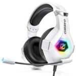 Ozeino Gaming Headset for PS5 PS4 PC, Over-Ear Headphones with Surround Sound & RGB Light for Xbox one Switch Mac Laptop (white) - Image 2