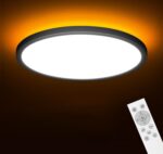 PANCA 12-Inch LED Ceiling Light with Remote | 24W 3-Color Dimmable Smart Ceiling Light with Night Light Mode | Warm, Cool & Neutral Flush Mount Round Ceiling Lamp for Home (Black) - Image 2