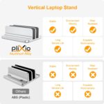 PLIXIO Dual Vertical Laptop Stand – Adjustable Dock Holder for 2 Devices (Up to 17.3") | Aluminum Desktop Organizer for MacBook, Dell, HP, Surface, Chromebook, Samsung – Silver - Image 2
