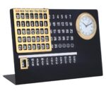 Permanent Desk Calendar, Perpetual Calendar, Lifetime Table Calender with Clock, Adjustable Date & Month Display for Home/Office/Corporate Gifts (Metal-Black) (147 X 33 X 90 mm) - Image 2