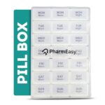 PharmEasy 7 Day Weekly Pill Box, Durable Medicine Organizer Box with Extra Large Compartments and BPA Free Material for Moisture Free Storage, Portable and Travel Friendly - Clear Box - Image 2