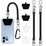 Phone Lanyard Strap Set, Adjustable Mobile Hanging Chain with Black Rope, White Tab and Carabiner, Lightweight Phones Sling Accessory for Smartphone Safety - Image 2