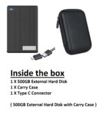 Portable 500Gb Hard Disk with Carry Case 2 in 1 Type C Ultra Slim Multidevice Compatibility with Desktop PC, Laptop, Mac, Tiny PC, Smartphone, Windows, Ubuntu (500 GB External HDD with Carry Case) - Image 2