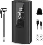 Portable Air Compressor, Rechargeable Tire Inflator 150PSI 8000mAH Cordless Emergency LED Light Electric Air Pump for Car Tire Bicycles Motorcycle Balls With Power Bank (Black) - Image 2