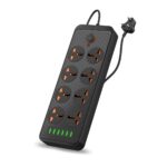 Portronics Power Plate 7 with 6 USB Port + 8 Power Sockets Power Strip Extension Board with 2500W, 3Mtr Cord Length, 2.1A USB Output(Black), 250 Volts - Image 2