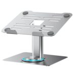 Portronics Twister Metal Laptop Stand with Rotation Base, Angle & Height Adjustable, Improves Air Flow, Metal Alloy Build, 10 KG Max Weight for Laptops (Grey) - Image 2