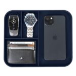 Premium Vegan Leather Valet Tray|Stylish & Modern Office Desk Tray| Table/Bedside/Entryway Organiser for Everyday Essentials Like Keys, Phone, Watch, Wallet, Jewellery|Spill-Proof|Blue - Image 2