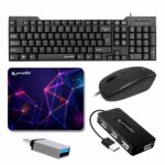 Prodot 5-in-1 Wired Combo Pack | 247s Wired Keyboard + Quad Optical Mouse with Adjustable DPI + 4 in1 Port USB Hub + USB Type-A to Type-C OTG + Anti-Slip Mouse Pad | for Laptop/Desktop - Image 2