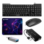 Prodot 5-in-1 Wired Combo Pack | Wired Keyboard + Palm Optical Mouse + 4 in1 Port USB Hub + USB Type-A to Type-C Converter + Anti-Slip Mouse Pad | for Laptop/Desktop Accessories - Image 2