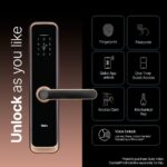 QUBO Smart Door Lock Elite from Hero Group | 7-Way Unlocking | Fingerprint | OTP Remote Unlocking | PIN | RFID Card | Mobile App | Mechanical Key | 1 Year Brand Warranty (Copper) - Image 2