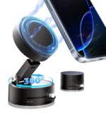 RIGGEAR Magnetic Car Phone Holder for Dashboard, Glass with 360° Rotatable Suction Base Mobile Mount Stand Compatible with MagSafe iPhones/All Android Phones for Kitchen,Gym,Mirror,Office Desk - Image 2