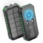 Riapow Solar Charger Power Bank, 27000mAh Wireless Portable Charger Built-in Cables, 22.5W Fast Charging Battery Bank with USB C in/Output, PD QC 3.0 Battery Pack Flashlights Outdoor (Green) - Image 2