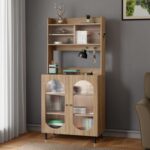 Rocco Stellar Bookshelf with Upper Storage & Auto LED Lights (Oak, Medium Size) - Image 2