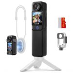 SJCAM C300 4K Pocket Action Camera,7Hour Power, 6-Axis Stabilizer, Dual-Touch Screen Body Camera, Waterproof, Suitable for Vlogging and Live Streaming, with Helmet Mount Kits, Black (64GB SD Card) - Image 2