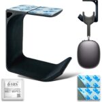 SRS® Headphone Stand Holder | Under Desk Hook & Cable Organizer | Stick-On Adhesive | Superior-Grade ABS | Includes Surface Cleaning Wipes for Easy Setup & Organization (Pack of 1, Black) - Image 2