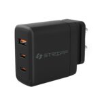 STRIFF 65W Charger Adapter, 3 Ports - 2 Type C & 1 USB for Samsung, Type C Laptops: MacBook, Dell, HP, ASUS, Fast Charger with PD Technology & GaN Technology for All Devices (Black) - Image 2