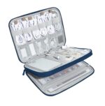SaleOn 9x6 Inch 2 Layer Travel Organizer Pouch for Gadgets Cables Chargers Power Bank Cable Organiser Tech Bag Laptop Accessories Travel Pouch for Men (Navy Blue) - Image 2
