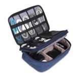 SaleOn Fabric Electronics Accessories Organizer Pouch Bag for Cables,Ipad,Wire Headphone,Cable,Charger&Other Electronic Accessories,Waterproof Tech Gift with Mesh Pockets for Business Travel - Blue - Image 2