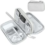 SaleOn Portable Storage Organizer Bag USB Cable, Earphone, Power Bank, Mobile Charger, Hard Disk & Digital Gadgets with Mesh, Dual Zippers Elastic Loops Inside Color May Vary (Light Grey, 8.3x5 Inch) - Image 2