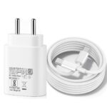 Samsung 25W Type-C Travel Adapter & USB C Cable Combo Mobile Charger Super Fast Charging Adaptor With PD Charging For Samsung Galaxy S24 Ultra S23 S22 S21 fe S20 S20+ M14 5G M34 M54 M53 5g M33 – White - Image 2