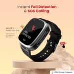 Senior Fall Detection Smartwatch, 4G LTE GPS Tracker, SOS Emergency Calling, Health Monitor with BP/SpO2/Heart Rate, 10.7mm Sturdy Body, Black/Silver (Colors or Side Buttons May Vary) - Image 2