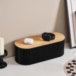Soko Cable Management Box with Bamboo Lid | Cords Hider & Surge Protector | Concealer for Power Strips, Router, TV, Gadget Wires Storage Organiser Tray for Desk, Table - Home, Office - Black - Image 2