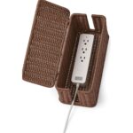 Soko Woven Faux Rattan Cable Management Box| Cord Hider with Lid, 2 Open Slots Surge Protector | Power Strips, Router, TV, Gadget Wires Organizer Tray for Desktop, Table-Home, Office (Large) Brown - Image 2
