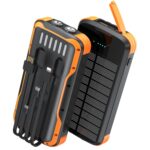 Solar Charger Power Bank, PD 20W Fast Charging External Batter, 40000mAh Portable Phone Charger Built in 4 Cables with Dual Bright Flashlights for Camping, Hiking, and Outdoor Use - Image 2