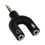 Sounce Audio Jack Headphones with mic, 3.5 mm Jack Splitter 2 Male 1 Female Black (U-Shape) - Image 2